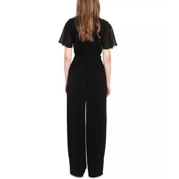 Michael Kors Wide Leg Jumpsuit Belted V-Neck Stretch Black Size L NWT $135.00 - Picture 12 of 13